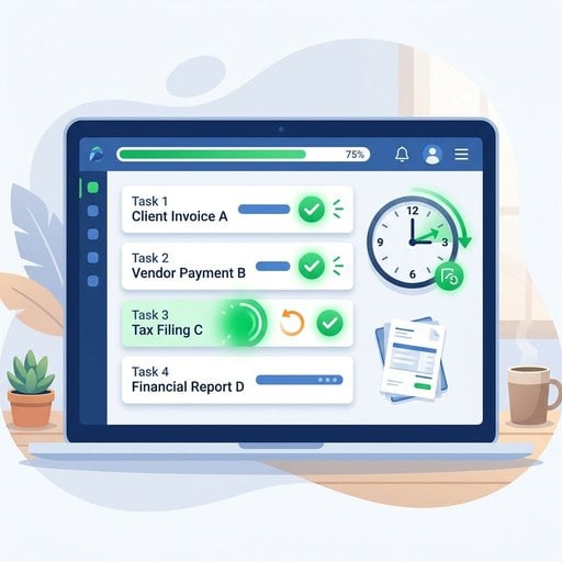 Invoice automation dashboard showing automated invoice processing and recurring invoices saving business time